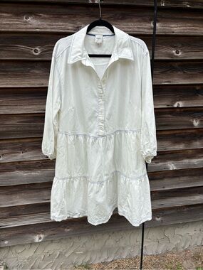 the jeannie short-sleeve denim a-line mini dress by maeve Maeve